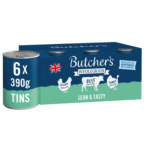 Butcher's Lean & Tasty Low Fat Dog Food Tins 6x390g