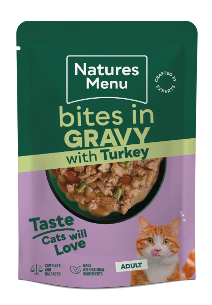 Natures Menu Cat Bites In Gravy Turkey 85g