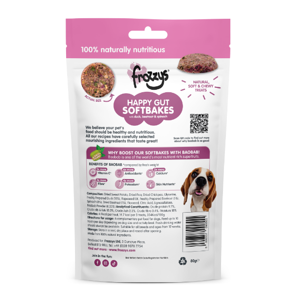 Frozzys Happy Gut BAOBAB Duck  Beetroot & Spinach Flavour