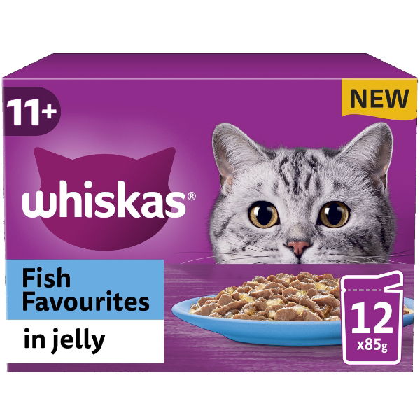 Whiskas 11+ Cat Pouches Fish Favourites In Jelly 12x85g