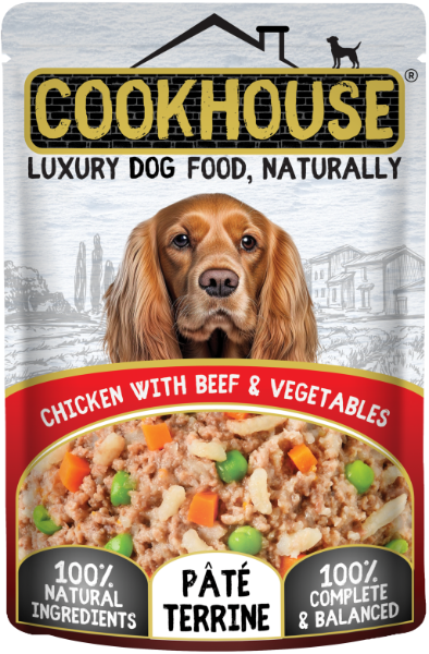 COOKHOUSE Luxury Dog Food - Terrines - Chicken with Beef & Veg - 15 x 100g