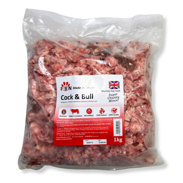 Fur Baby Nutrition Cock & Bull 80-10-10 Frozen Dog Food 1kg