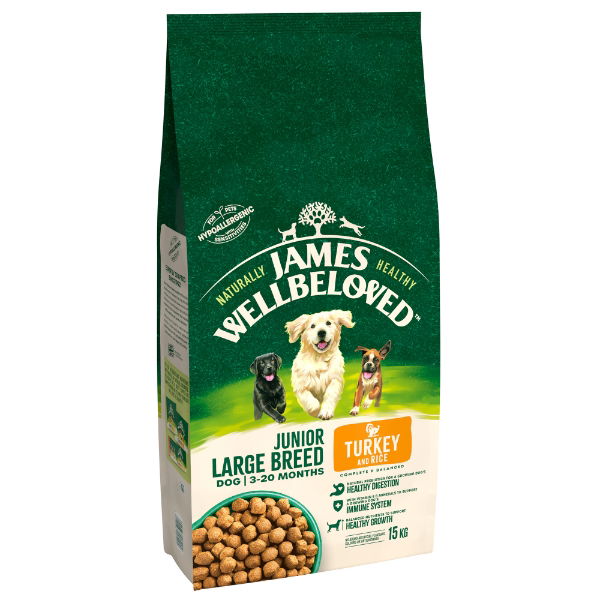 Jwb Junior Dog Large Breed Turkey & Rice Kibble 15kg