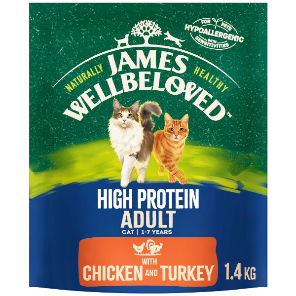 James Wellbeloved High Protein Grain Free Adult Dry Cat Food Chicken & Turkey 1.4kg