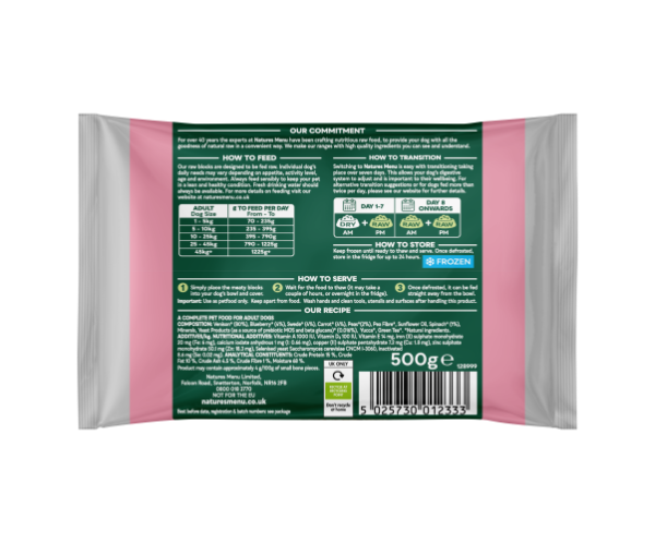 Natures Menu Complete & Balanced 80/20 Blocks Venison 500g