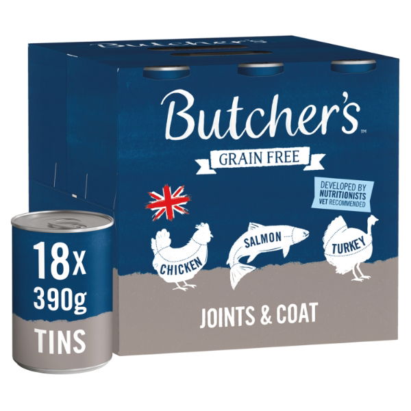 Butcher's Joints & Coat Dog Food Tins 18x390g