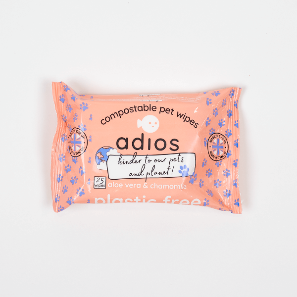 Adios Plastic Compostable Pet Wipes 25 Pack