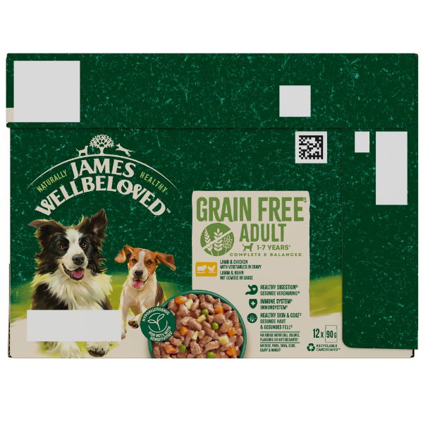 Jwb Grain Free Adult Lamb & Chicken in Gravy Pouch 12x90g