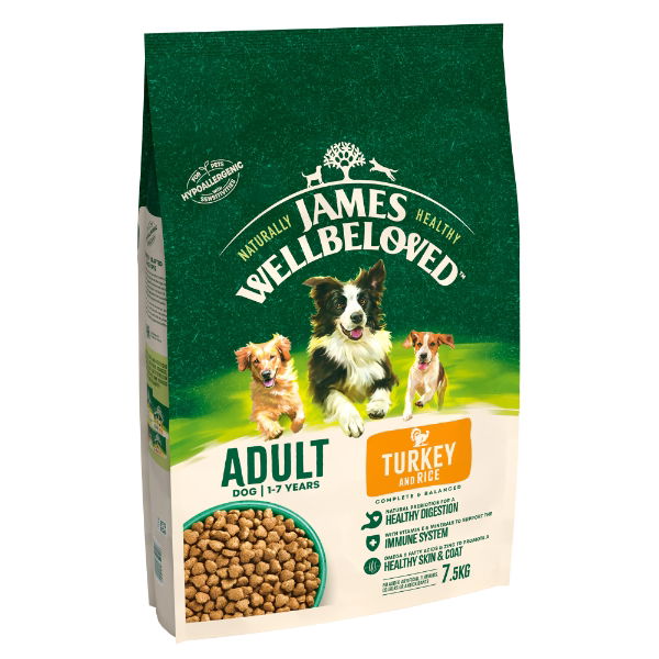 James Wellbeloved Adult Dry Dog Food Turkey & Rice 7.5 kg