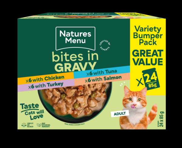 Natures Menu Cat Bites In Gravy Multi 24x85g