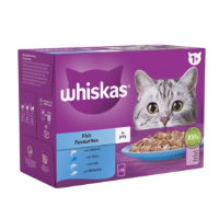 Whiskas 1+ Cat Pouches Fish Favourites In Jelly 12x85g