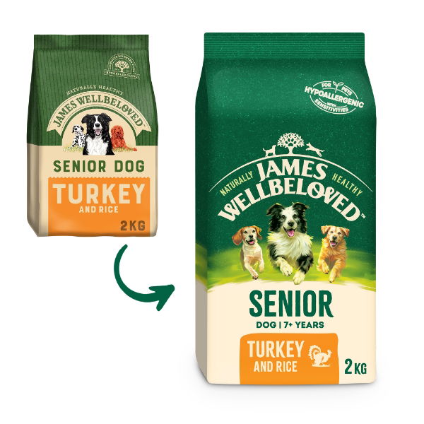 James Wellbeloved Senior Complete Dry Dog Food Turkey & Rice 2 kg