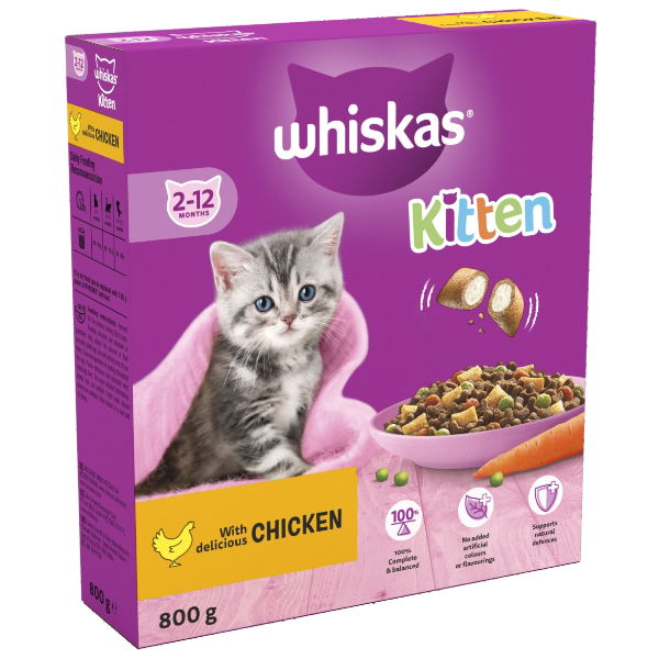 Whiskas 2-12mths Cat Complete Dry With Chicken 800g