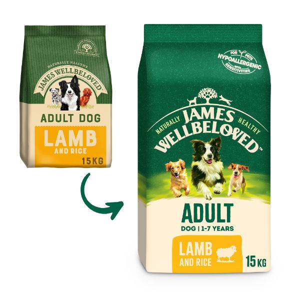 James Wellbeloved Adult Dog Dry Maintenance Lamb & Rice Kibble 15kg