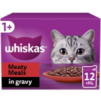 Whiskas 1+ Cat Pouches Meaty Meals In Gravy 12x85g