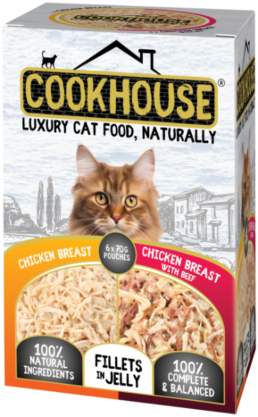 COOKHOUSE Luxury Cat Food - Fillets in Jelly - Chicken with Beef 6 x70g