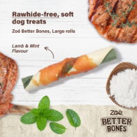Zoe Better Bones Lamb Mint Wrap Lg Rolls 10pk