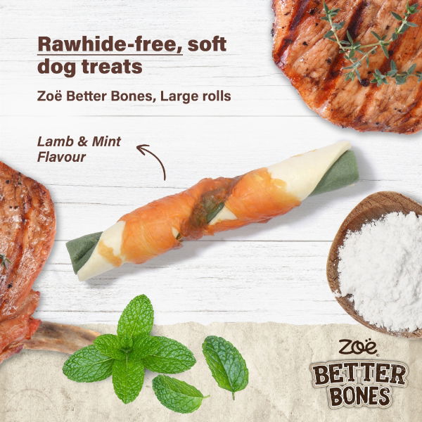 Zoe Better Bones Lamb Mint Wrap Lg Rolls 10pk