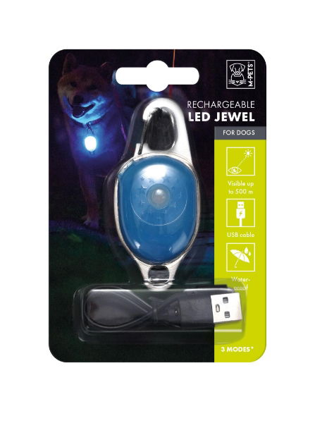 M-PETS Rechargeable Led Jewel For Dog - Blue