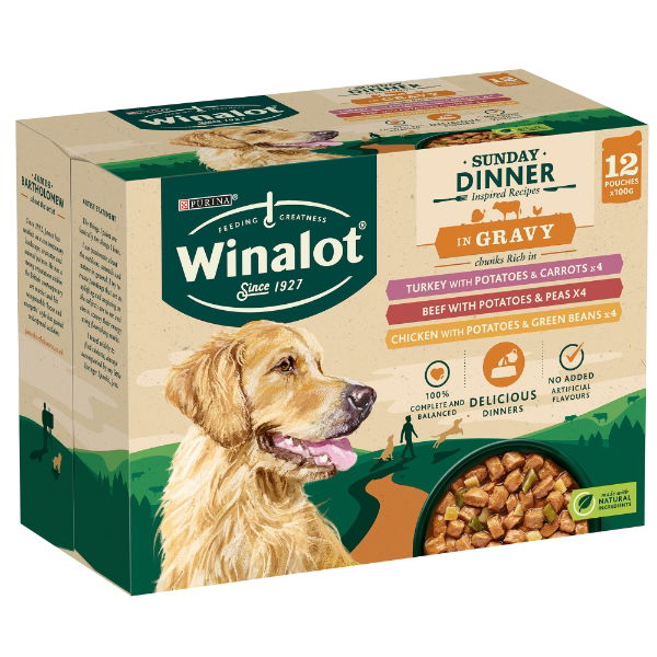 Winalot Sunday Dinner Wet Dog Food Pouches In Gravy 12x100