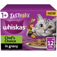 Whiskas 1+ Cat Pouches Tasty Mx Chef Choice In Grvy 12x85g