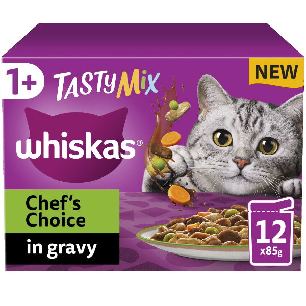 Whiskas 1+ Cat Pouches Tasty Mx Chef Choice In Grvy 12x85g