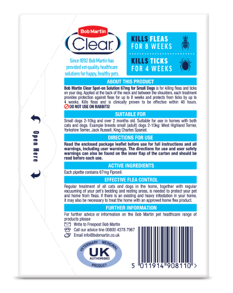 Bob Martin Flea Clear Sml Dog Spot On 1 Tube
