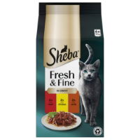 SHEBA Fresh & Fine Cat Pouches with Beef & Chicken & Lamb in Gravy 6x50g