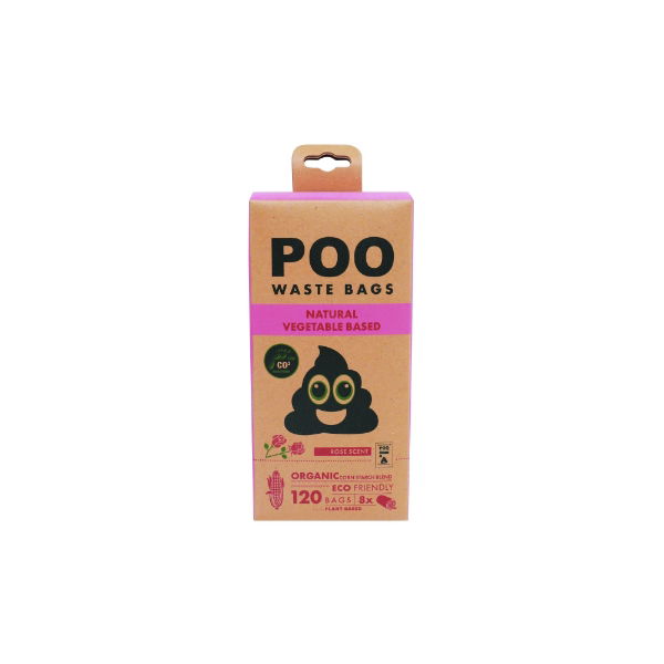 M-PETS Poo Dog Waste Bags (120 Bags) - Rose Scented