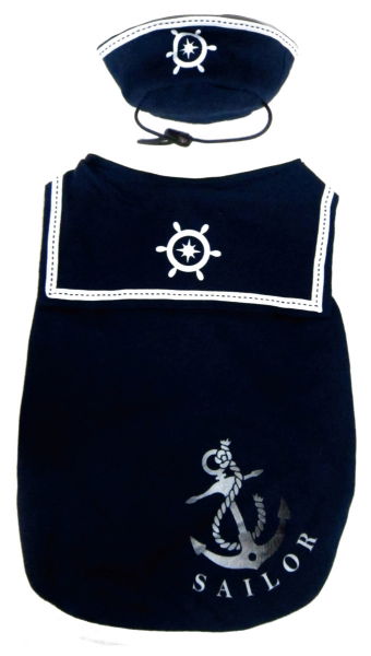 Happy Pup Sailor Shirt With Hat Navy Blue XSml