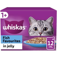 Whiskas 1+ Cat Pouches Fish Favourites In Jelly 12x85g