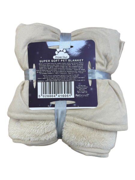 Dream Paws Pet Blanket - Birch White. Size: 110 x 75cm