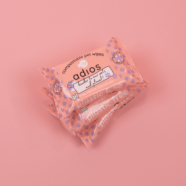 Adios Plastic Compostable Pet Wipes 25 Pack