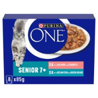 Purina ONE Senior 7+ Wet Cat Food Salmon Ocean Fish 8x85g
