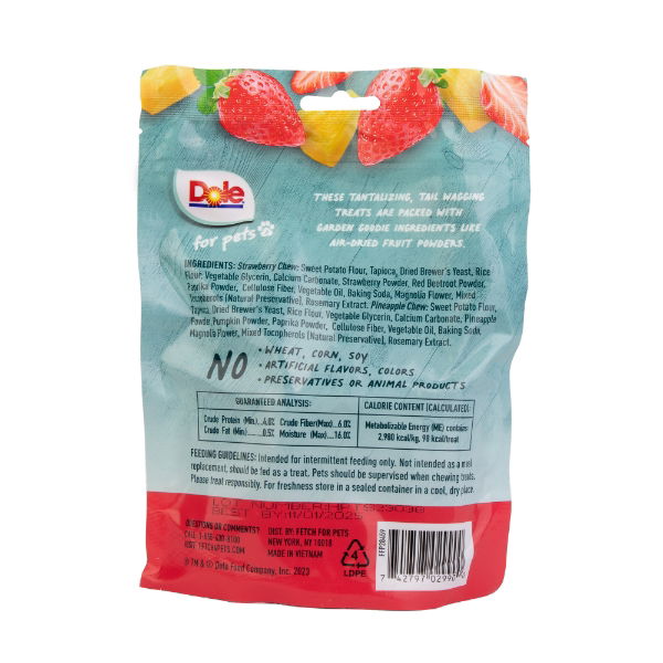 Dole Dog Chews Assorted (Strawberry + Pineapple) 200g